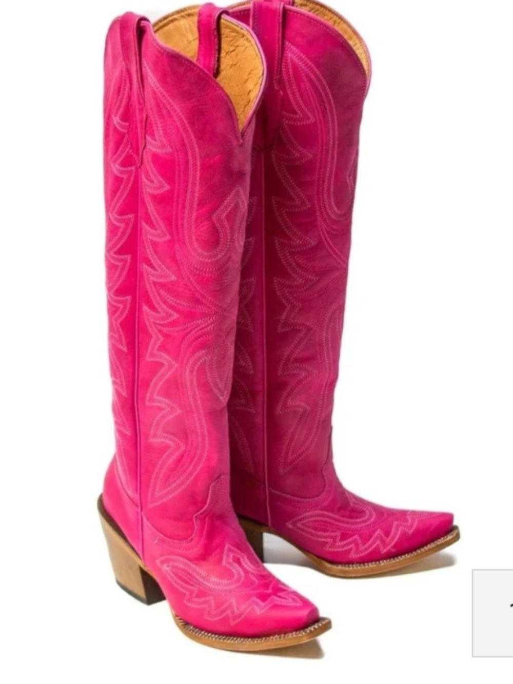 Women's Hot Pink Suede Knee-High Western Boots